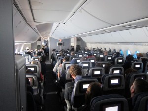 Looking towards the two economy class cabins from behind, with the forward cabin being Economy Plus