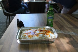Manti, Turkish dumpling with a yogurt sauce and light chili, very delicious
