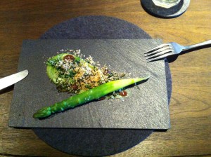 Asparagus with brocoli and burnt miso. One of the better dishes at Raw along with the steak. 