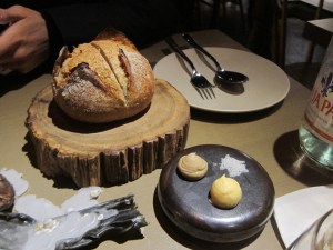 Sourdough rye bread with selection of butter and salt