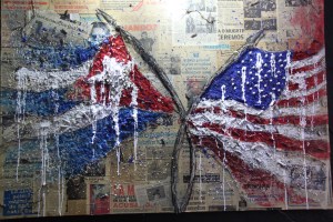 Art featured in one of the Biennial sites, this piece is made with some bullets and paint, titled